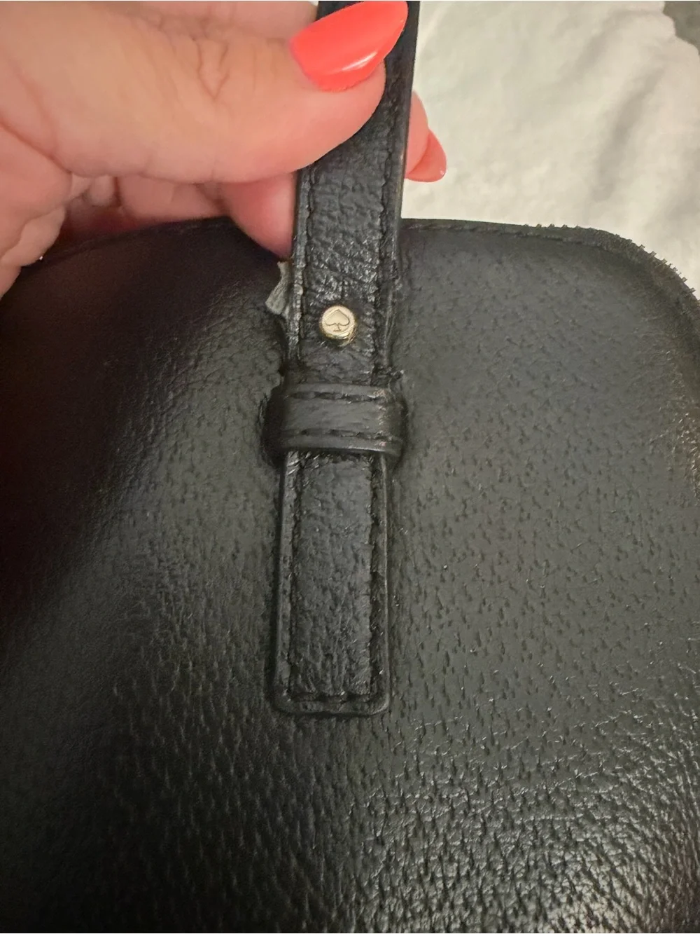 kate spade Black Pebbled Leather Tote with Gold Logo